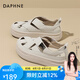 達(dá)芙妮（DAPHNE）涼鞋女包頭厚底羅馬涼鞋2024夏季新款交叉編織后空豬籠鞋時(shí)尚 米色 37