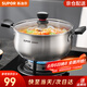 蘇泊爾（SUPOR）304不銹鋼小紅圈湯鍋大小號復(fù)底燉鍋火鍋煮面鍋 燃氣灶電磁爐通用 適用2-3人 升級加厚款 直徑 22cm