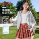 班尼路外套女開衫衛(wèi)衣女裝春秋冬新款休閑顯瘦短款上衣服連帽小個子女生 灰#純色 【高支柔綿】 M