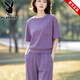 花花公子（PLAYBOY）時尚運(yùn)動服套裝女2025夏季新款韓版洋氣休閑媽媽裝顯瘦遮肉兩件套 紫色兩件套裝 M 建議90-105斤