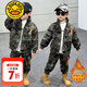 G.DUCKKIDS小黃鴨童裝兒童迷彩服套裝加絨加厚男童外套秋冬季學生軍訓運動服 軍綠色迷彩套裝24579 110 建議4~5歲【100-110cm】