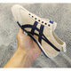 Onitsuka Tiger鬼?；⒋合牡蛶湍信荒_蹬懶人鞋休閑帆布鞋透氣運動情侶鞋 米藏青(布面) 40.5