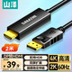 山澤 DP轉(zhuǎn)HDMI轉(zhuǎn)換線 4K高清視頻連接線1.2版 適用筆記本電腦臺式機連接電視顯示器投影儀2米DH1020