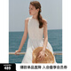 ELLE法式蕾絲無袖連衣裙女2025夏季新款波嬉風度假氣質(zhì)背心長裙 白色 S