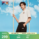 FILA 斐樂(lè)易烊千璽同款情侶款針織短袖衫2025夏季新款小狐貍寬松T恤 云菇白-WT L 175/96A/L