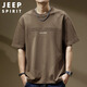 JEEP SPIRIT吉普短袖t恤男士夏季美式圓領(lǐng)寬松百搭休閑半袖上衣男 淺咖  XL 