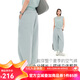 雲(yún)上生活【空氣褲】輕薄透氣抽繩束腳褲2025夏季休閑褲女K0452 淺灰綠 M （建議100-115斤左右）