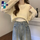 莜仙格兩件套裝/單件秋季法式獨(dú)特別致吊帶外搭毛衣罩衫鏤空短款上衣女 白色吊帶【單件】 L 建議 105-120斤
