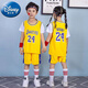 迪士尼（Disney）六一新款兒童籃球服套裝男孩幼兒園女童球衣表演服小學(xué)生訓練球服 湖人黃色24號科比_[_襪子+頭 S_[身高115-125]