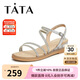 他她（TATA）絕美坡跟涼鞋女外穿一字帶時裝涼鞋夏季7UA03BL4 銀色 36