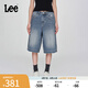 Lee25新品寬松版五袋款設(shè)計(jì)復(fù)古中藍(lán)色水洗女牛仔短褲潮流A08037 復(fù)古中藍(lán)色 29