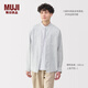 無印良品（MUJI）男式 漢麻水洗 立領 長袖襯衫 男士襯衣外套男裝25年夏季AC216A5S 淺灰色 XL (180/104A)