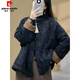 皮爾卡丹（pierre cardin）專(zhuān)柜剪標新中式古風(fēng)提花棉麻女冬國風(fēng)盤(pán)扣立領(lǐng)棉衣外套 黑色 XL 【130-145斤】