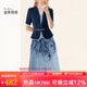 迪菲麗格職業(yè)套裝女2024新款氣質(zhì)西裝上衣印花半身百褶裙兩件套夏 圖片色 XL