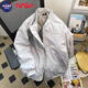 NASA BASE夾克外套男美式刺繡飛行員夾克棒球服男士休閑寬松百搭棒球服男 灰色 XL （建議125-145斤）