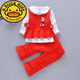 G.duck寶寶春裝女童長(cháng)袖套裝1-3歲2嬰兒衣服洋氣兒童毛衣三件套秋季童裝 裙擺3件套紅 80 cm