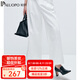 帕羅（PALUOPO）2025春夏新款直筒休閑褲長褲女裝職場萊賽爾純色闊腿褲子小個子 白色 M (160/68A)