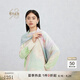 鄂爾多斯198025早春新品桑蠶絲水墨暈染雙面印花絲巾女針織絲巾 粉綠 90cmX90cm