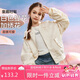 ASK JUNIOR女童外套秋裝新品兒童復(fù)古繡花休閑純色棒球領(lǐng)外套 米白色 150