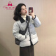 蜜樂奇冬季藍(lán)色夾棉短款外套女裝小香風(fēng)2025新款超好看輕薄棉襖上衣棉服 【藍(lán)色】 S 40/45kg