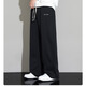 胖優(yōu)米闊腿休閑褲2025春秋新款潮流垂墜感直筒褲寬松320斤胖子百搭長(cháng)褲 黑色 8XL 推薦260-280斤