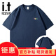 IZZUE純棉重磅短袖t恤男士夏季圓領(lǐng)冰絲速干高端大碼寬松休閑半袖體恤 JS-2505藏青色 3XL （185-190cm/200-230斤）