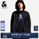 杰克·瓊斯（JACK&JONES）男裝春秋衣服男士戶外夾克連帽防水拉鏈軟殼外套男帥氣夾克上衣 黑色E40 M 175