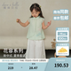 戴維貝拉（DAVE＆BELLA）中國風兒童九分褲套裝2025女童新款短袖褲子兩件套小童新中式衣服 荷花印花【現(xiàn)貨】 110 cm（建議身高100-110cm）