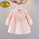 G.DUCKKIDS女童秋裝連衣裙2025新款周歲寶寶禮服兒童漢服中國風(fēng)公主裙春秋季 粉紅色 90 cm