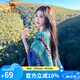 駱駝（CAMEL）云縷針織披肩女圍巾民族風(fēng)外搭川西斗篷披風(fēng)新疆旅游穿搭 123CAKS036A，景泰藍(lán)