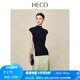 HECO【纖腰】新中式國風2025夏季新品涼感收腰側扣針織短袖T恤女 黑色（半高領） M