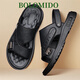 Bolomido奢侈高端品牌高檔涼鞋男士夏季2025新款潮流軟底沙灘鞋外穿兩用 BF-2507-1-黑色 39