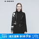 sdeer圣迪奧秋季女裝休閑時(shí)尚修身型拉鏈通勤方領(lǐng)翻領(lǐng)印花收腰短款外套女S20382207 黑色/91 S 160