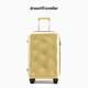夢(mèng)旅者雙層防爆拉鏈超輕行李箱萬(wàn)向輪學(xué)生拉桿箱時(shí)尚旅行箱男女密碼箱 云初黃 亮面拉鏈 20英寸 （國際標準登機箱）
