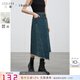 IBUDU2025春季新款不規則毛邊牛仔裙A字裙半身裙長(cháng)裙設計感女 綠藍 M