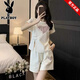花花公子（PLAYBOY）新中式國風(fēng)短袖短褲運動(dòng)套裝女夏季時(shí)尚洋氣減齡網(wǎng)紅休閑兩件套女 607#白色 M