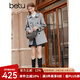 百圖betu女裝冬新款毛呢外套翻領(lǐng)一手長羊毛雙面呢大衣女2310T14 灰色 S