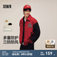森馬（Semir）三防夾克男防風(fēng)外套2025春季新款撞色繡花棒球服情侶紅色國潮 紅色調(diào)00366 L