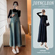 婧麒（JOYNCLEON）孕婦裝牛仔背帶裙子女春秋款2025新款套裝兩件套長袖大碼連衣裙子 淺藍(lán)色兩件套 L