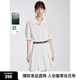 ELLE白色通勤風(fēng)襯衫連衣裙女2025夏季新款萊賽爾天絲收腰百褶短裙 白色 S