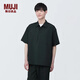 無(wú)印良品（MUJI）男式  易干 彈力 短袖POLO衫 男士 休閑襯衫 polo領(lǐng) AC1WDA4S 黑色 XL （180/104A）