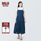 無印良品（MUJI） 女式 強(qiáng)捻 吊帶連衣裙 女裝裙子夏季純棉全棉 BC2IKC4S 藏青色 S 155/80A