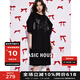 BASIC HOUSE/百家好酷颯隨性風(fēng)花朵小黑裙女2025夏減齡顯瘦T恤裙 黑色 L