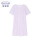 安莉芳專(zhuān)柜新品純棉短袖v領(lǐng)短裙女士帶杯寬松家居裙ELW0762節日禮物 淡紫色LIL M