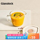 Glasslock水杯帶蓋量杯家用耐高溫大容量可微波玻璃碗刻度沙拉甜品碗500ml