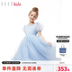ELLE KIDS童裝 “在逃”公主裙女兒童春夏季新款網(wǎng)紗亮片連衣裙 淺藍(lán)色（無(wú)裙撐） 160 (S)
