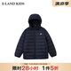E·LAND KIDS衣戀冬季新品男女童連帽刺繡拉鏈鵝絨羽絨服 Navy藏青色/59 170 cm