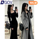 DGOV黑色步步生蓮魚(yú)尾連衣裙女秋季款方領(lǐng)修身針織后媽小媽包臀長(cháng)裙子 黑色方領(lǐng)魚(yú)尾裙zt M 【95-105斤】