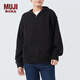 無印良品 MUJI 女式 毛圈 拉鏈連帽衫 女長袖外套春秋款 BBQ91C4S 黑色 L 165/88A