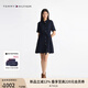 TOMMY HILFIGER25新款夏季女裝休閑通勤系帶收腰顯瘦條紋襯衫裙連衣裙03906 藏青色DW5 S (34)